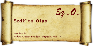Szőts Olga névjegykártya
